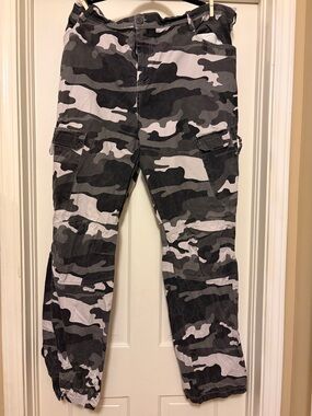 Gray Black White Camo Cargo Pants
